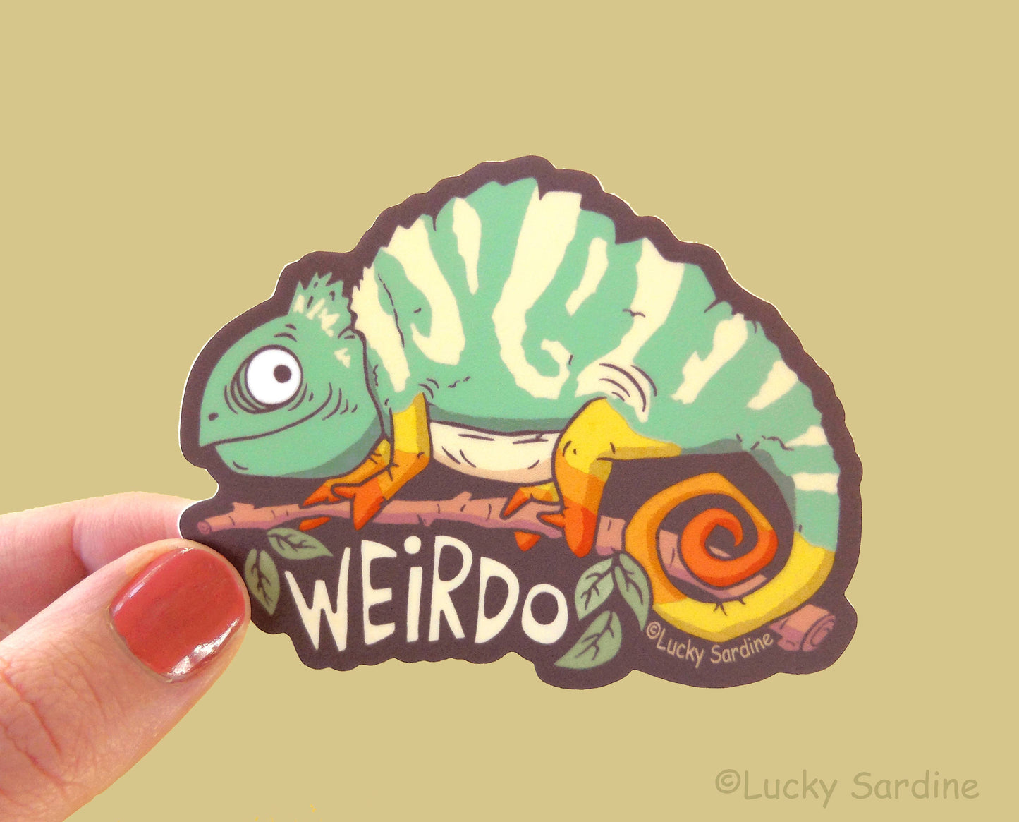 Chameleon Lizard, Weirdo Rainbow Vinyl Sticker