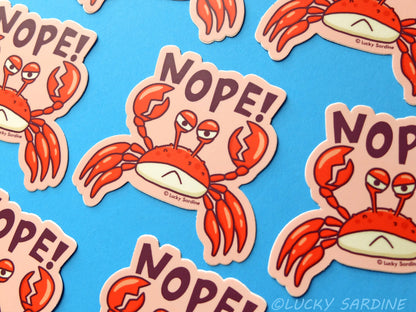 Crab Nope Vinyl Sticker