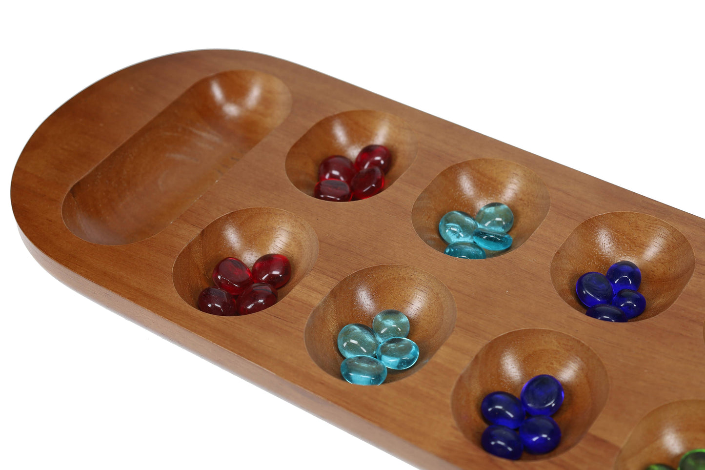 Mancala Board Game with Walnut Stain - 22 in.