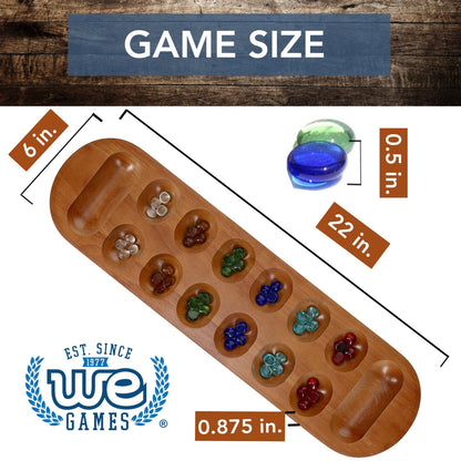 Mancala Board Game with Walnut Stain - 22 in.