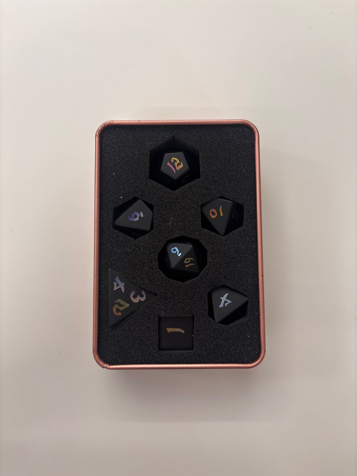 Black and Rainbow Dice Set