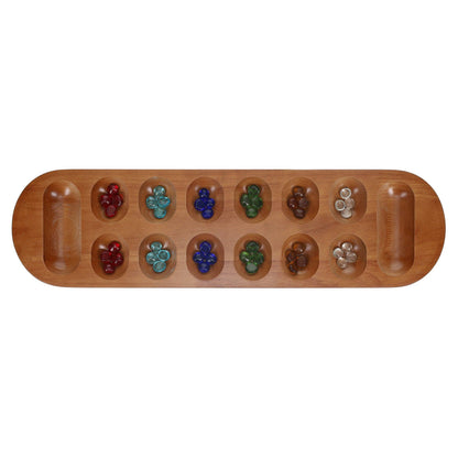 Mancala Board Game with Walnut Stain - 22 in.