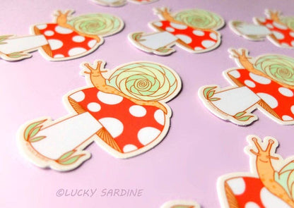 Snail and Toadstool Vinyl Sticker