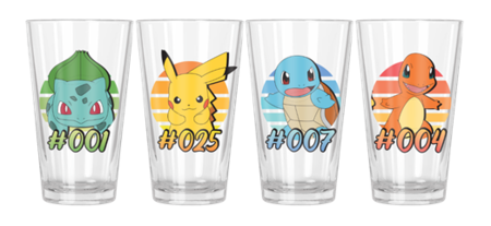 Pokémon Starter Gradients  4pc. 16oz. Pint Glass Set