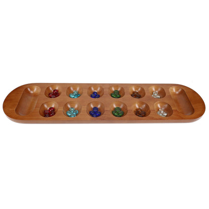 Mancala Board Game with Walnut Stain - 22 in.