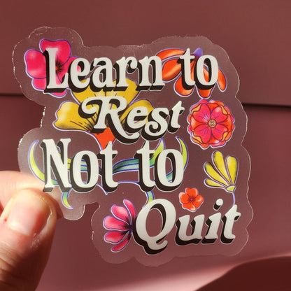 Learn to rest not quit mental health sticker retro