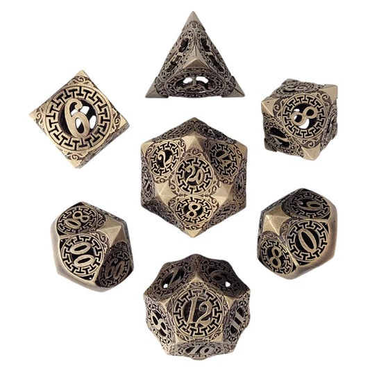 Ancient Gates Hollow Metal Dice Set