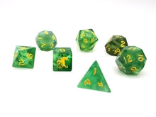 Dragon's Hoard Gemstone Dice Set - Green Fluorite, with Deluxe Case