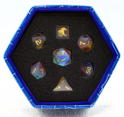 Dragon's Hoard Gemstone Dice Set - Frosted Prismatic Crystal, with Deluxe Case