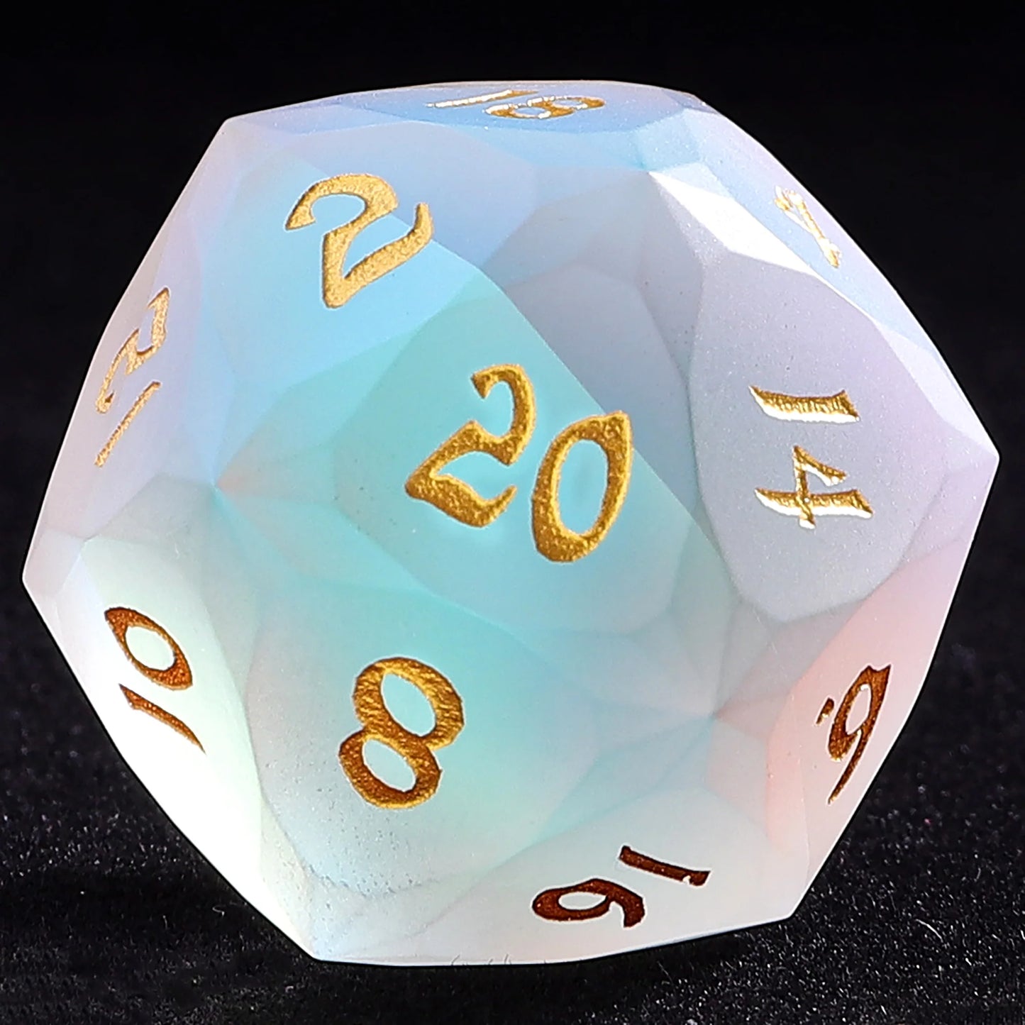 30mm Chonk Luster Cut D20 - Frosted Prismatic, Crystal