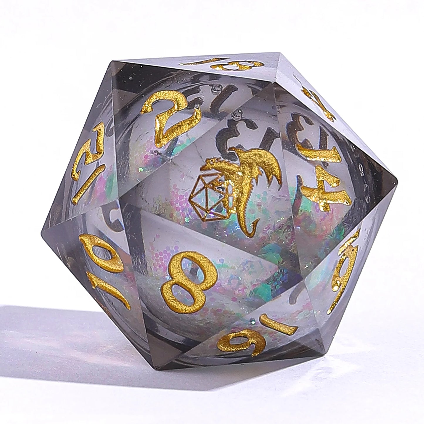 Captured Magic Liquid Core Dice Set - Alt Earth, Hand Sanded Sharp Edge Resin
