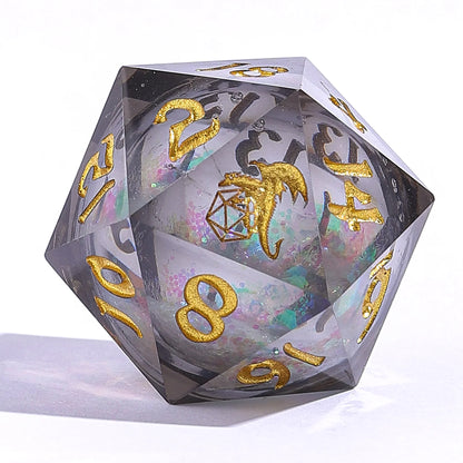 Captured Magic Liquid Core Dice Set - Alt Earth, Hand Sanded Sharp Edge Resin