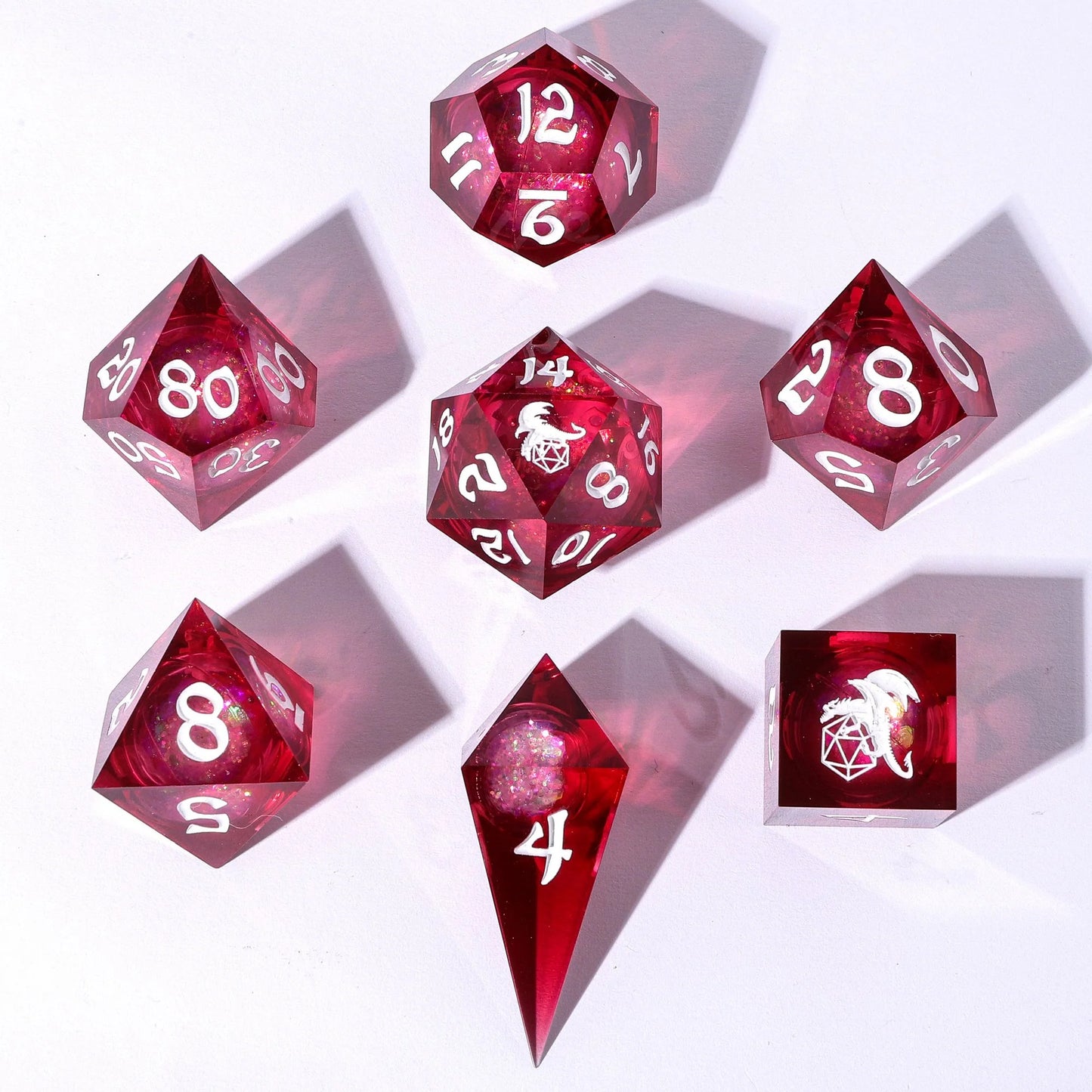 Captured Magic Liquid Core Dice Set - Shadowfae Euphoria, Hand Sanded Sharp Edge Resin