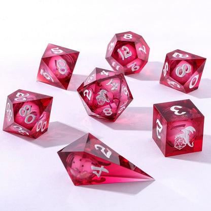 Captured Magic Liquid Core Dice Set - Shadowfae Euphoria, Hand Sanded Sharp Edge Resin