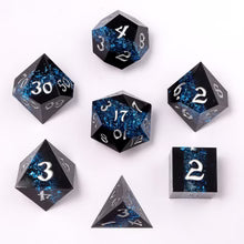 Captured Magic Dice Set - Mana Path Blue, Hand Sanded Sharp Edge Resin