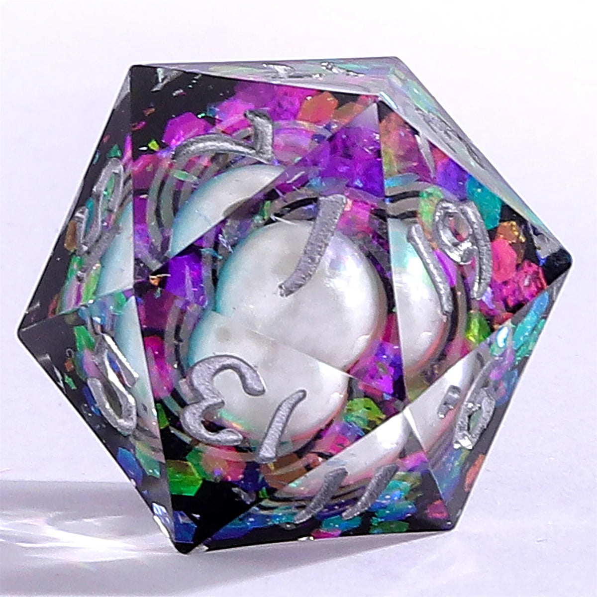 Captured Magic Dice Set - Celestial Pearl, Sharp Edge Resin