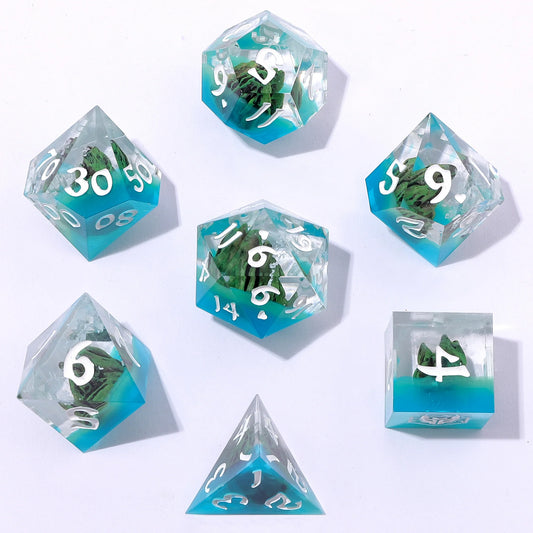 Captured Magic Dice Set - Mystic Peaks, Sharp Edge Resin