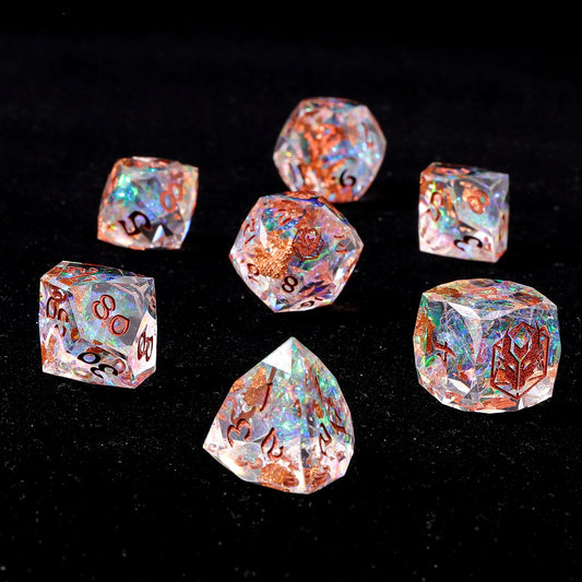 Captured Magic Opal - Luster Cut Resin Dice Set