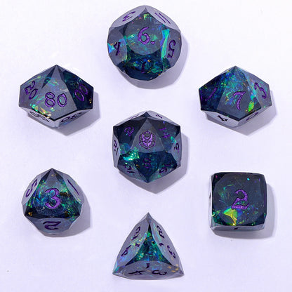 Captured Magic Luster Cut Dice Set - Starry Night Purple, Sharp Edged Resin