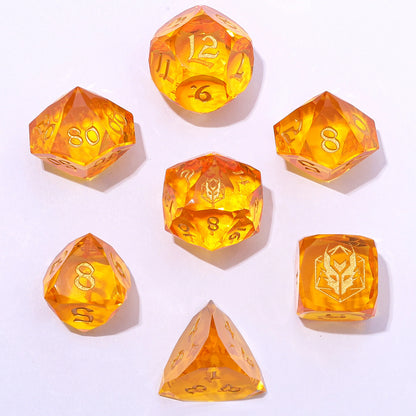 Captured Magic Luster Cut Dice Set - Golden Yellow, Sharp Edged Resin