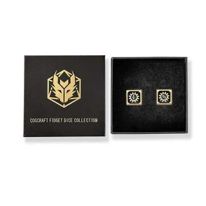 Hymgho Mythic Size Cogcraft Fidget D6 - Vault Dweller - Blue & Gold