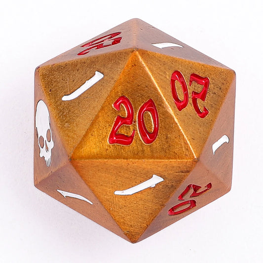 Critical Single D20 - Gold, Solid Metal