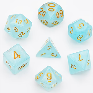 Cyan Silk Translucent RPG Dice Set