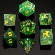 Dragon's Hoard Gemstone Dice Set - Green Fluorite, with Deluxe Case