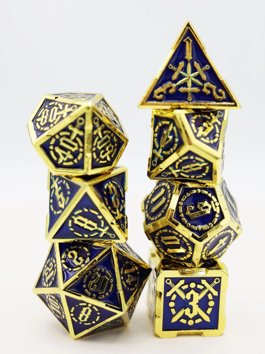 Crossed Swords Dice Set: Deep Sea Sword - Metal RPG Dice Set