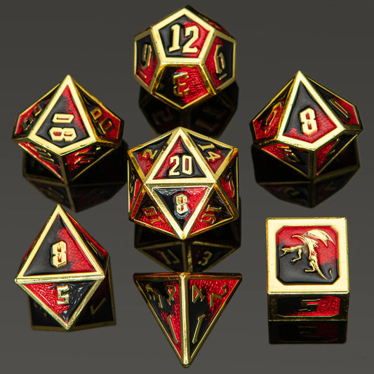Draconis Dice set - Gold with Red & Black
