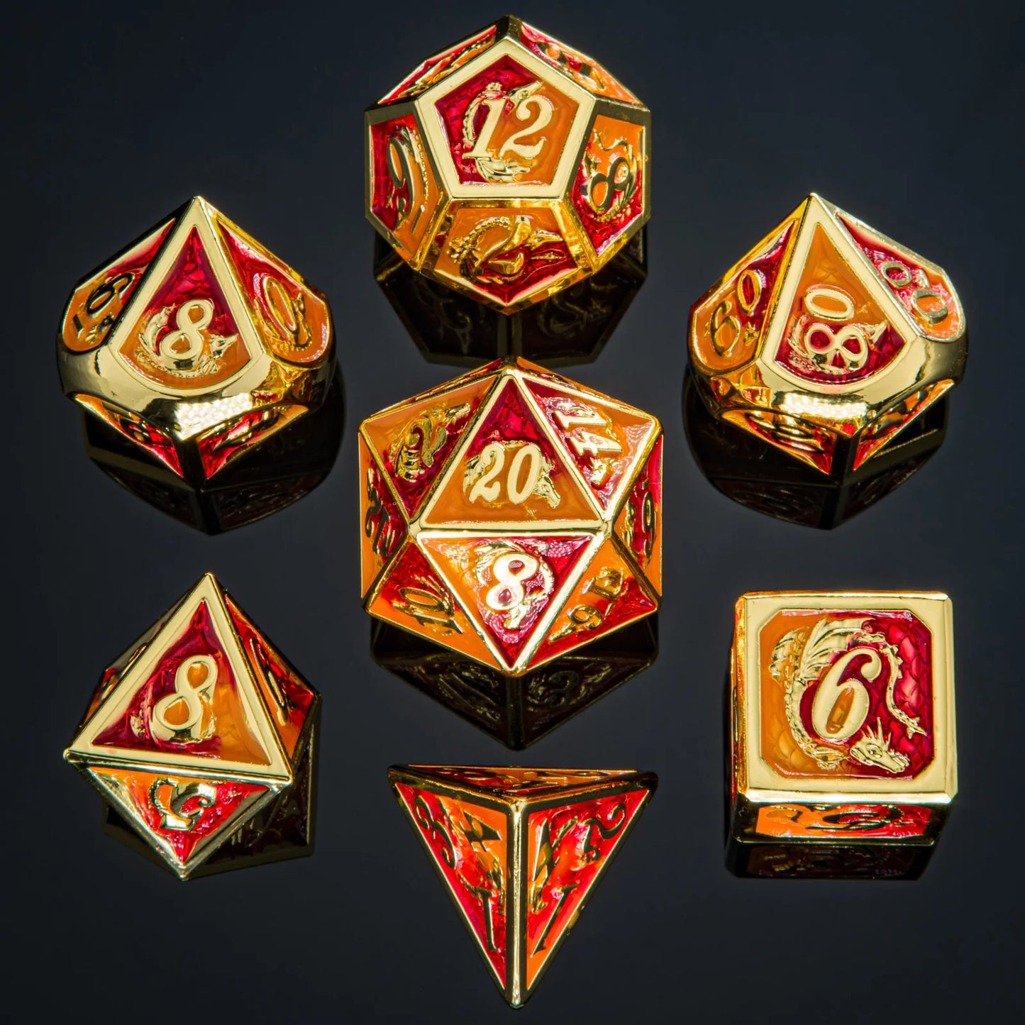Leyline Dice Set - Red Chrome Solid Metal