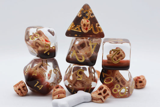 Dino Fossil Dice Set - Resin Inclusion