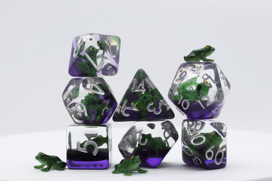 Green Poison Frog Dice Set - Resin Inclusion
