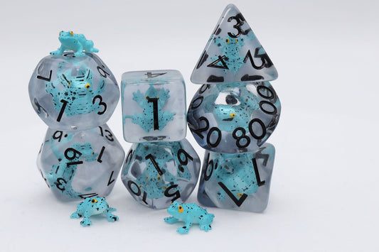 Blue Poison Frog Dice Set - Resin Inclusion