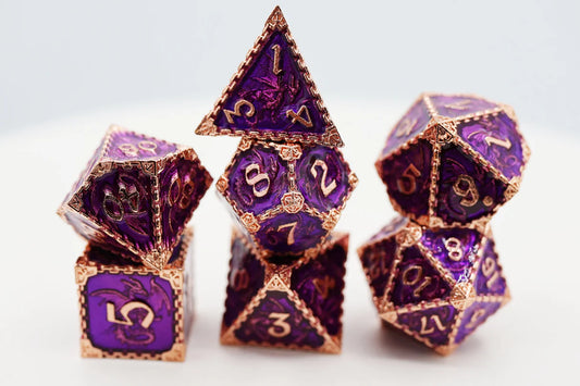 Chained Dragon: Royal with Copper, Metal RPG Dice Set