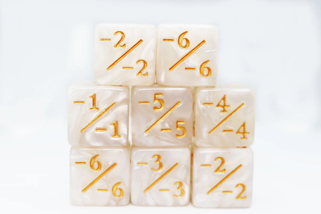 -1/-1 Pearl White Counters for Magic - Set of 8