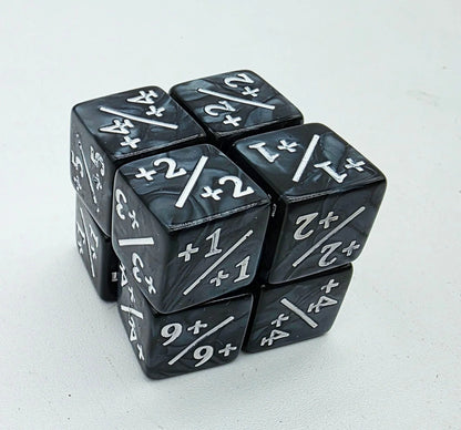 +1/+1 Pearl Black w/ White Counters for Magic - Set of 8