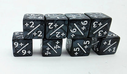 +1/+1 Pearl Black w/ White Counters for Magic - Set of 8