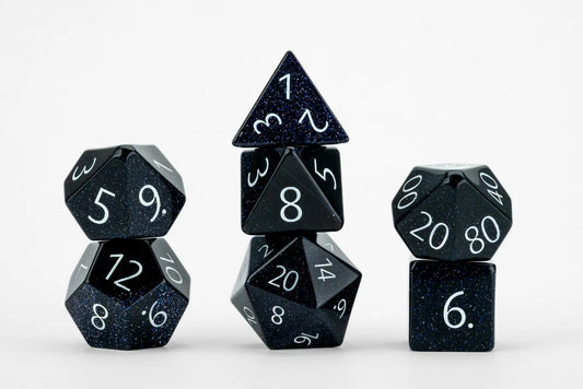 Engraved Blue Sandstone Dice Set - Gemstone
