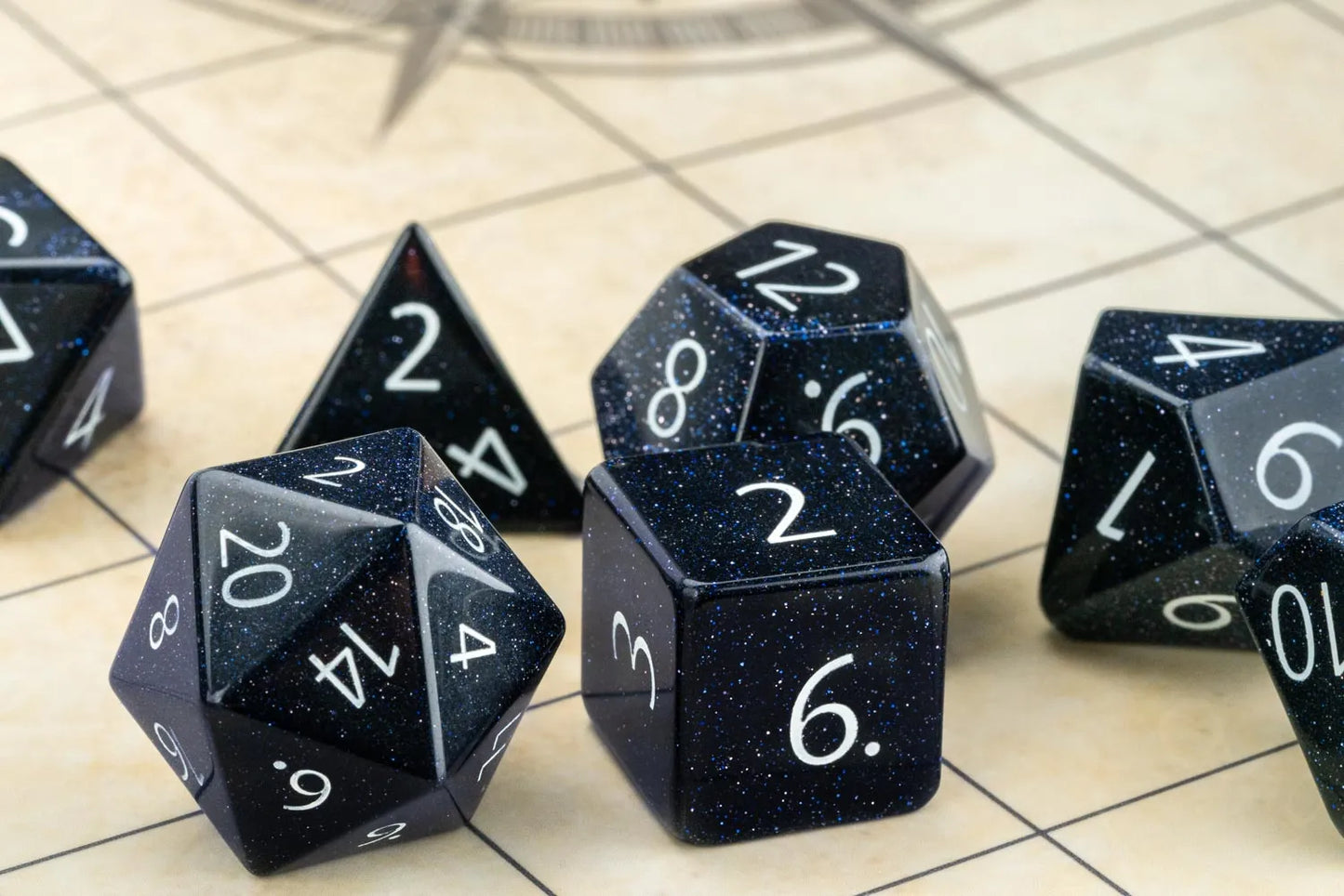 Engraved Blue Sandstone Dice Set - Gemstone