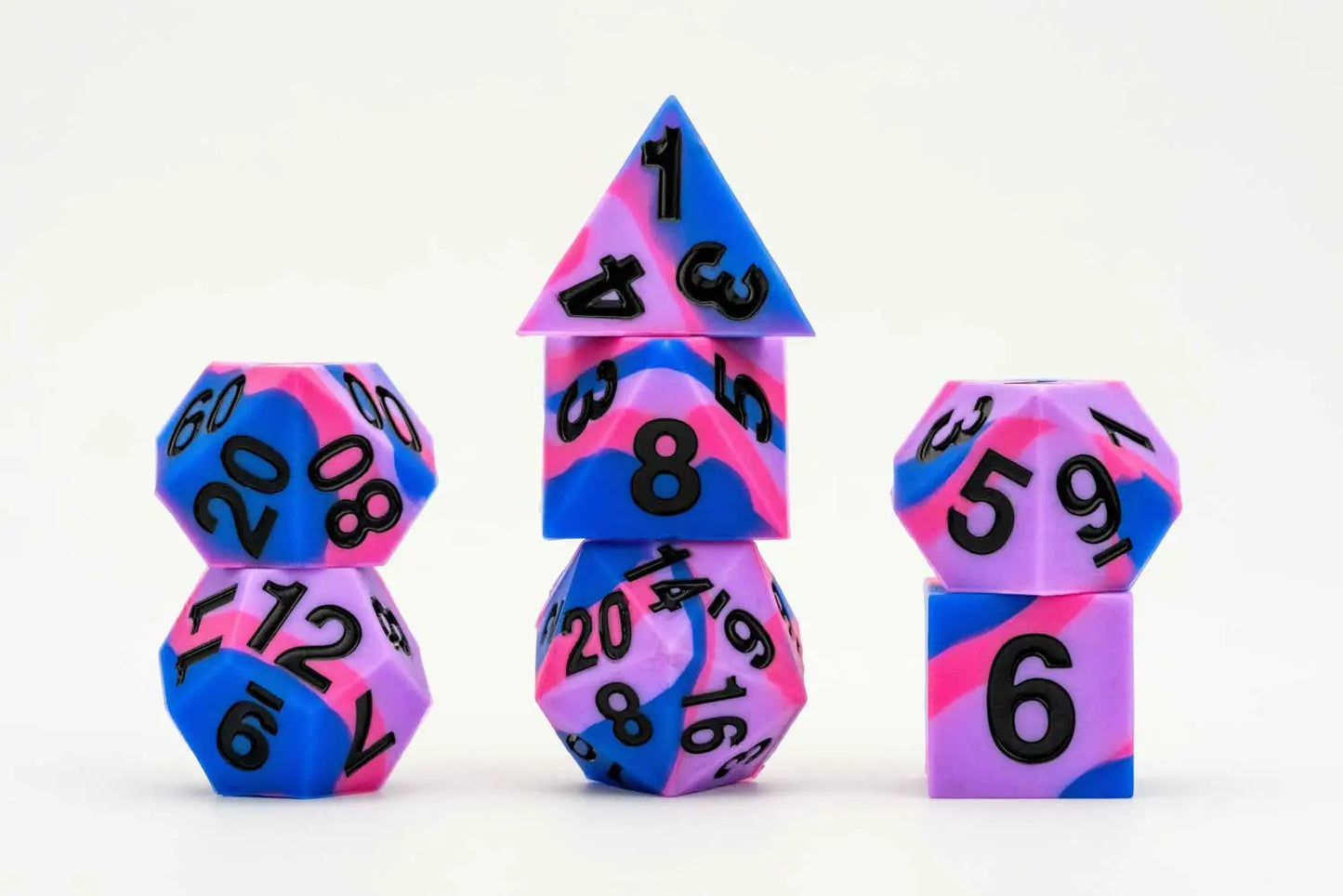 Bisexual Pride Dice Set - Sharp Edge Silicone Rubber