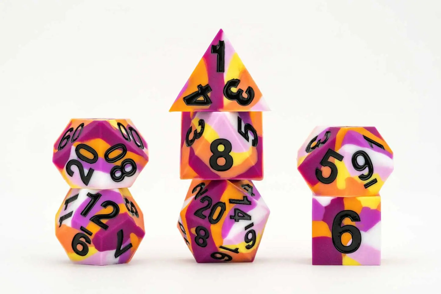 Lesbian Pride Dice Set - Sharp Edge Silicone Rubber