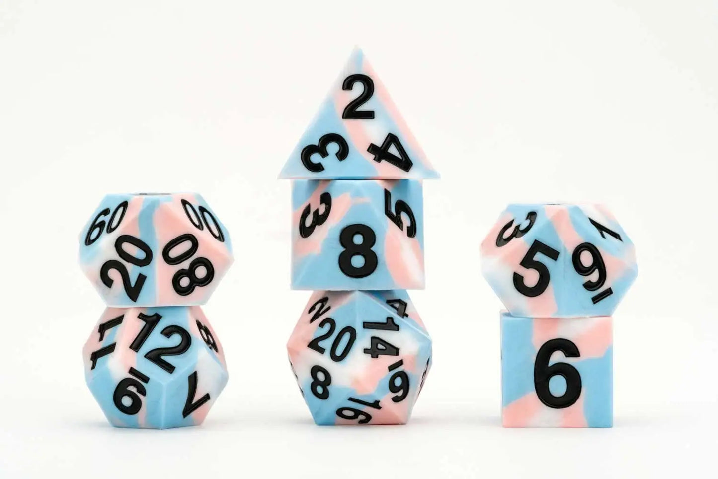 Transgender Pride Dice Set - Sharp Edge Silicone Rubber