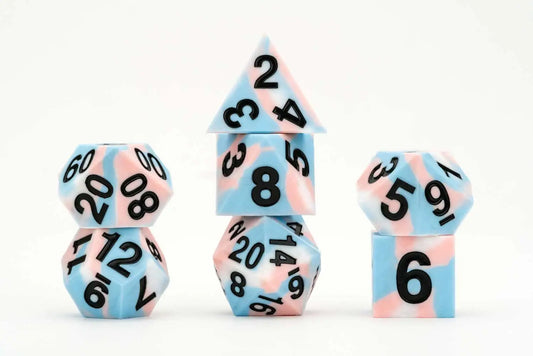 Transgender Pride Dice Set - Sharp Edge Silicone Rubber