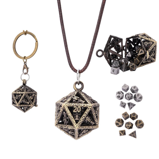 Grimskull's D20 Necklace Locket Gift Set - Ancient Gold