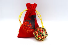 45mm Dragon D20 - Red & Black w/Gold Solid Metal