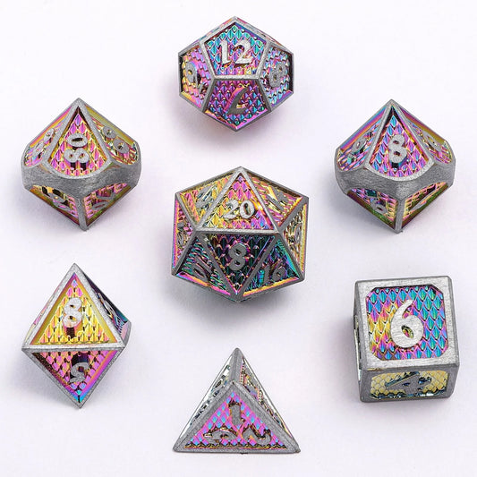 Mini Behemoth Dice Set - Brushed Rainbow, Solid Metal