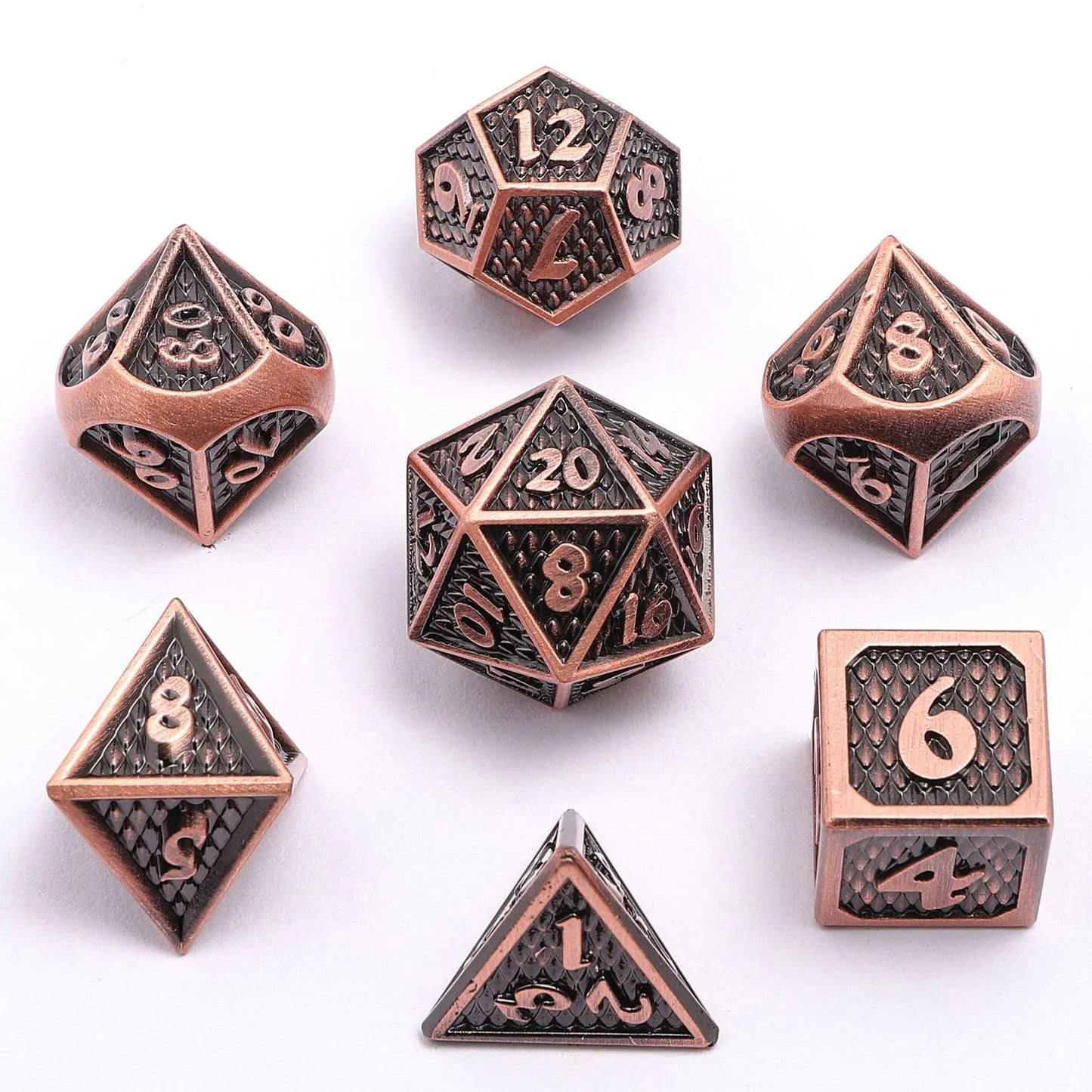 Small Behemoth Dice Set - Ancient Copper, Solid Metal