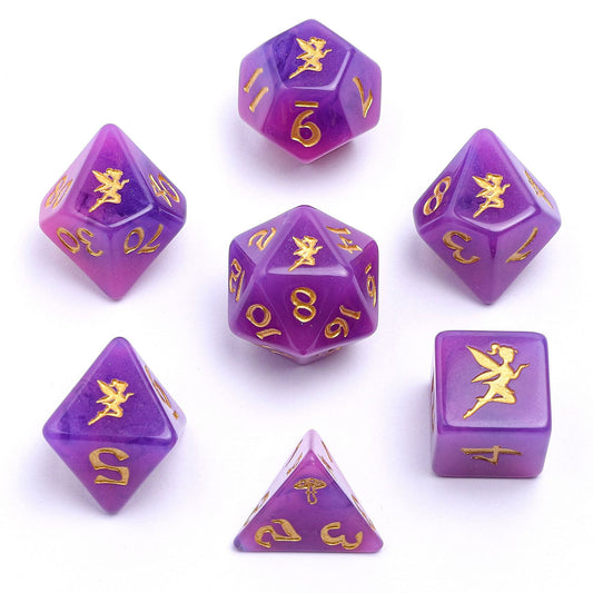 Pixie Dust Dice Set - Gold & Glow in the Dark - Rounded Resin