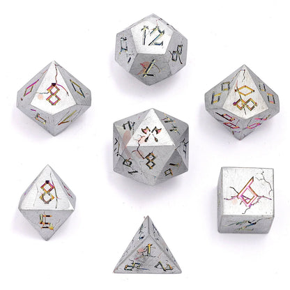 Barbarian Dice Set - Brushed Rainbow, Solid Metal